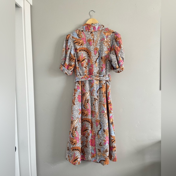 INC International Concepts | Patterned Puff Sleeve MIDI Dress with Tie Waist - Picture 6 of 8